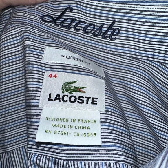Lacoste Vertical Stripe Modern Fit Button Down Size 44 - Picture 6 of 8